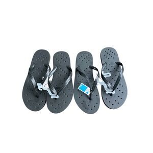 Room Essentials Set of 2  Black Shower Shoes Flip Flops Mens 11/12 Womens 13
